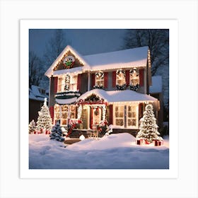 Christmas Lights On A House 5 Art Print