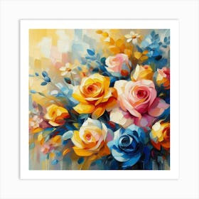 Colorful roses in sunset oil painting abstract painting art 8 Art Print