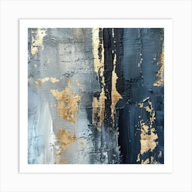 Gold And Blue Abstract Painting 11 Art Print