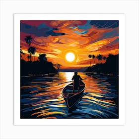 Sunset In A Canoe Art Print