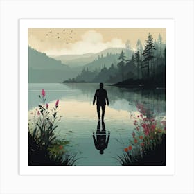 Man Standing By A Lake 1 Art Print