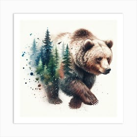 Bear Watercolour Art Print Art Print