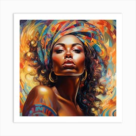 African Woman In Turban 3 Art Print
