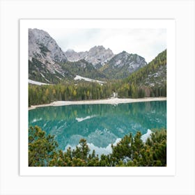 Braies Lake Dolomites Art Print