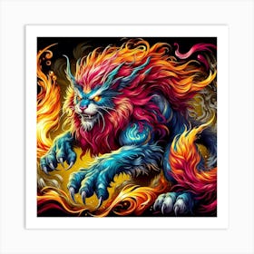 Flaming Lion Art Print