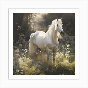 Golden Pastures: A Watercolour Ode to Equestrian Beauty Art Print