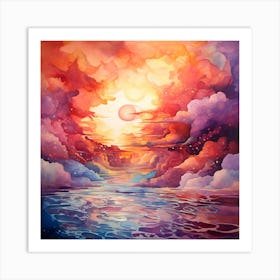 Sunset Over The Ocean 9 Art Print