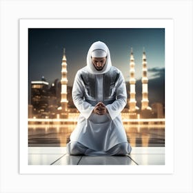 Muslim Man Praying At The Mosque Art Print