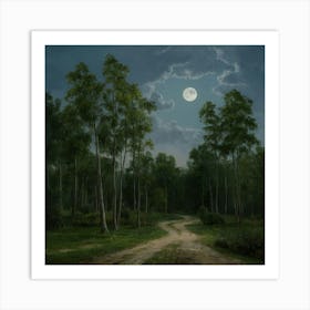 William Morris Print Night Forest Moon 7 Art Print