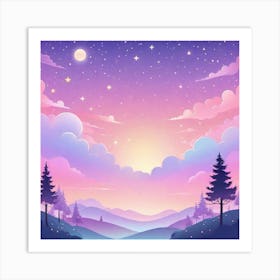 Sky With Twinkling Stars In Pastel Colors Square Composition 289 Art Print