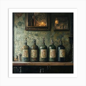 Four Bottles Art Print