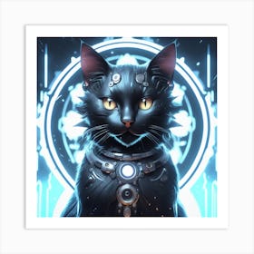 Black Cat With Glowing Eyes Art Print