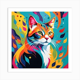 NEON KITTY CAT Art Print