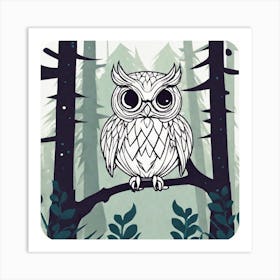 Owl In The Forest 103 Art Print