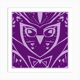 Abstract Owl Two Tone Lilac Art Print