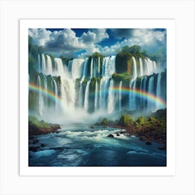 Rainbow Over Iguazu Waterfall Art Print