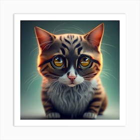 Cat With Big Eyes Art Print