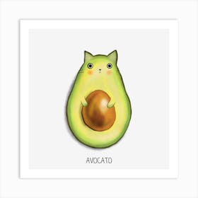 Avocado Cat Art Print