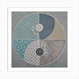 Firefly Beautiful Modern Intricate Floral Yin And Yang Mosaic Mandala Pattern In Gray, And Vibrant T (3) Art Print