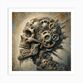 Skull With Gears Art Print