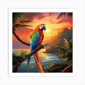 Parrot At Sunset 3 Art Print