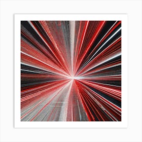 Red white black neon lines Art Print