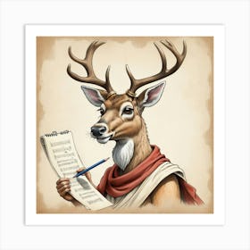 Deer With A Pen Art Print