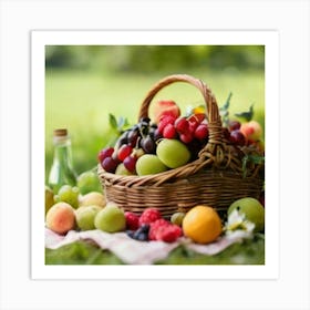 Picnic Basket With Fruit 1 Art Print