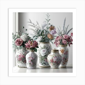 Vases Of Flowers Art Print