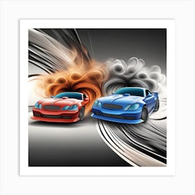 Two Racing Cars Art Print