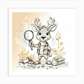 Deer With Magnifying Glass 10 Art Print