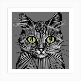 Cat With Green Eyes Art Print