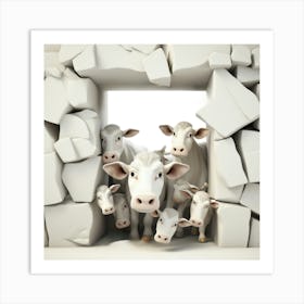 Cows In A Wall Art Print