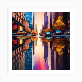 Sunset In New York City Art Print