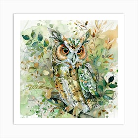 Owl On A Branch 6 Art Print