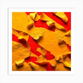 Abstract Background With Torn Paper,Torn paper background texture in yellowred color Art Print