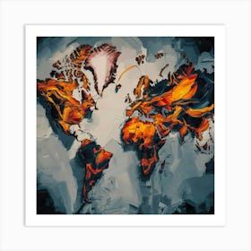 Abstract World Map 11 Art Print