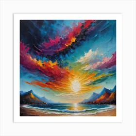 Sunset On The Beach art painting Art Print