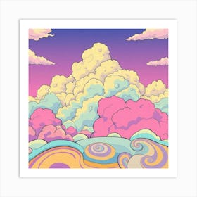 Cartoon Clouds Art Print