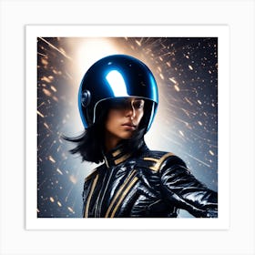 Futuristic Woman In Helmet Art Print