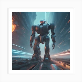 Robot In Space Art Print