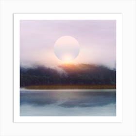 Sunset In The Mountains Square Art Print