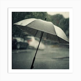 Umbrella In The Rain Art Print