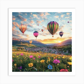 Hot Air Balloons on the Sunrise Art Print