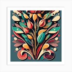 Roses And Leaves Art Print