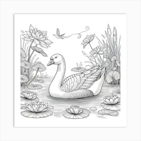 Line Art goose 3 Art Print