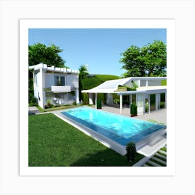 Modern House With Swimming Pool 1 Art Print