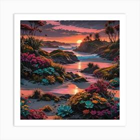 Sunset On The Beach 1 Art Print