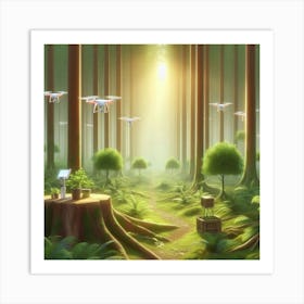 Drones In The Forest 3 Art Print