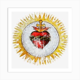 Sacred Heart Of Jesus Christ Vintage Christian Art Print